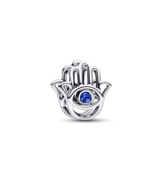 PANDORA Hamsa hand sterling silver charm with stellar blue crystal