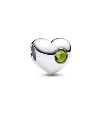 794161C08 Engravable heart sterling silver charm with spring green crystal