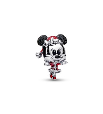 PANDORA 794218C01 Charm de plata de ley de Minnie Mouse de Disney con esmalte negro y rojo brillante