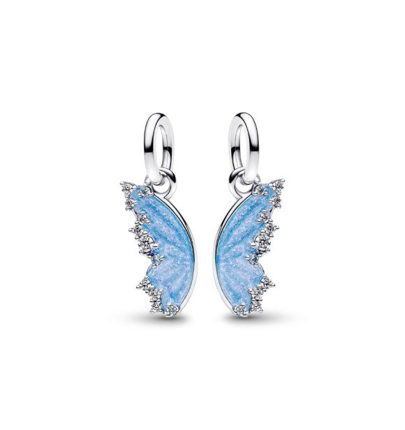 PANDORA 794244C01 Colgante divisible de mariposa en plata esterlina con circonita cúbica transparente y esmalte azul brillante.