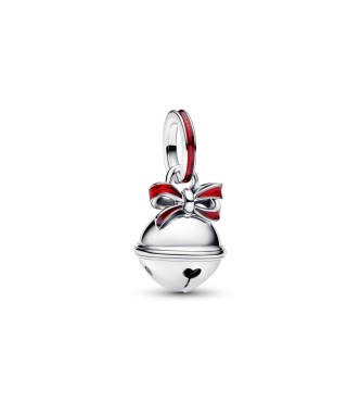 PANDORA 794246C01 Campana navideña colgante de plata de ley con esmalte rojo