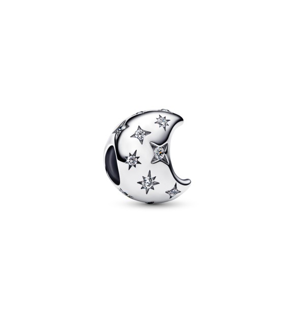 PANDORA 794254C01 Charm de luna en plata de ley con circonitas cúbicas transparentes