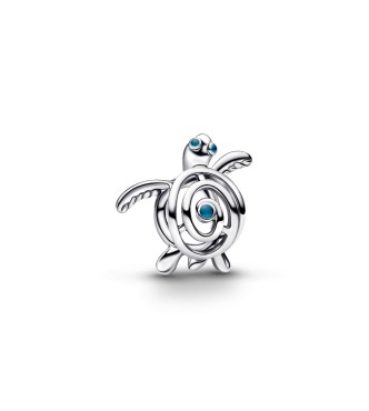 794697C01 Openwork turtle sterling silver charm with turquoise enamel