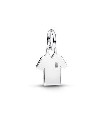 794708C01 Engravable football shirt sterling silver dangle with clear cubic zirconia