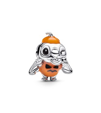 PANDORA 794730C01 Disney Stitch halloween sterling silver charm with imitation of orange quartz and black enamel