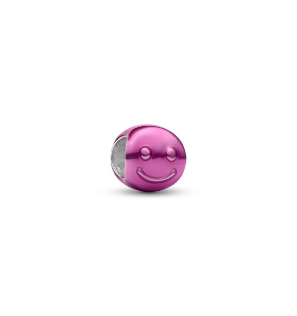 PANDORA 794815C01 Happy face sterling silver mini charm with pink enamel