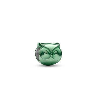 PANDORA 794900C01 Owl sterling silver mini charm with green enamel