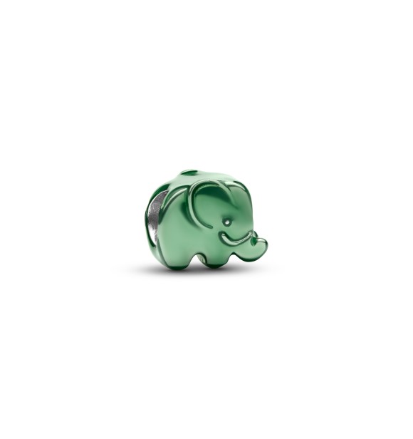 PANDORA 794901C01 Elephant sterling silver min charm with green enamel