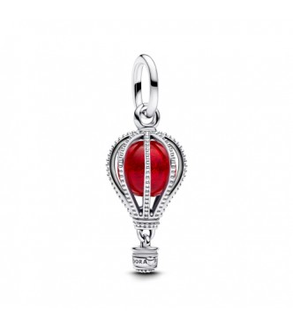 PANDORA 798064C01 Colgante de globo aerostático en plata de ley con cristal de Murano rojo