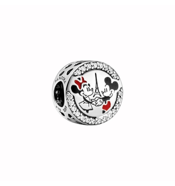 799283C01 Disney Mickey and Minnie charm with clear cubic zirconia,
 black and red enamel