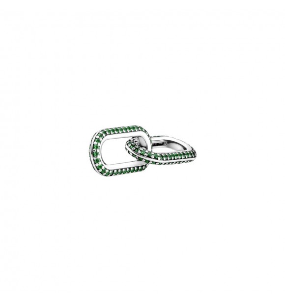 Sterling silver double link with jolly green crystal