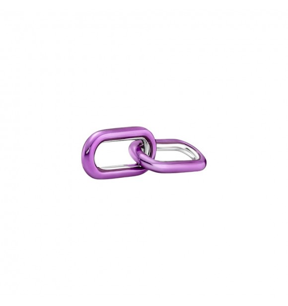 Sterling silver double link with transparent purple enamel