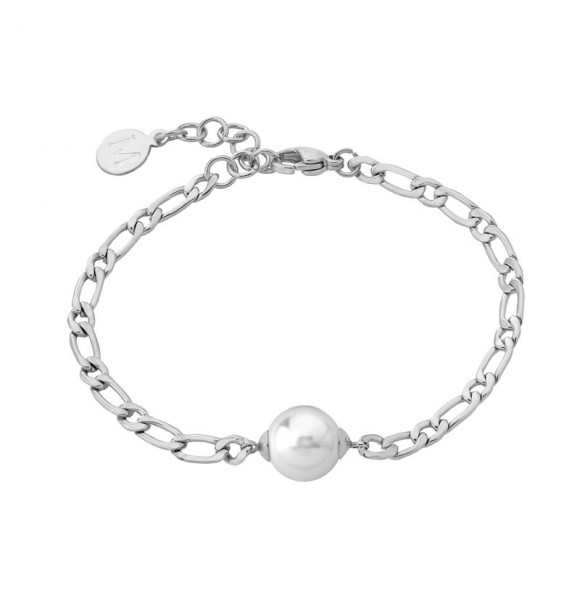 MAJORICA cadena rodiada con perla blanca 10mm