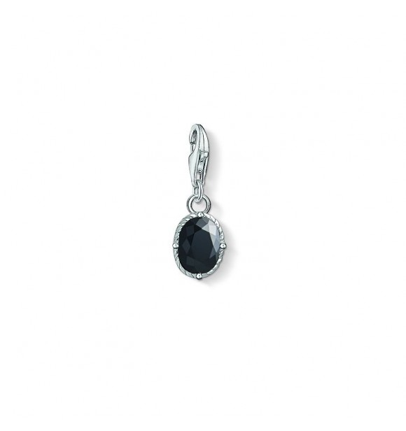Thomas Sabo Charm pendant 925 Sterling silver,
 blackened/ zirconia black