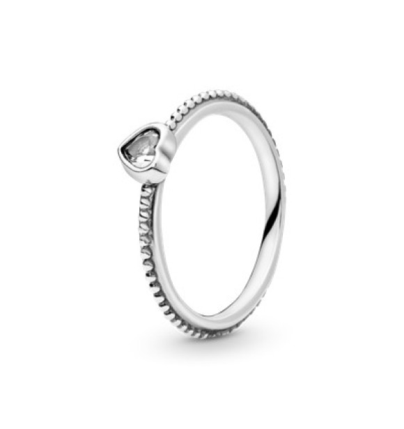 Heart silver ring with cubic zirconia 190896CZ 