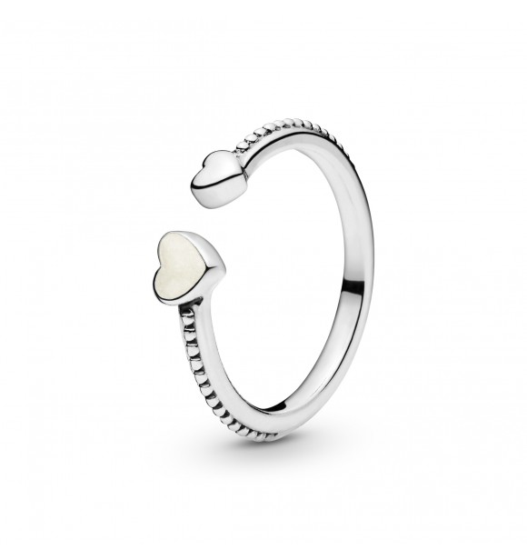 PANDORA 191045EN23  Anillo Corazones en plata de ley con esmalte plateado