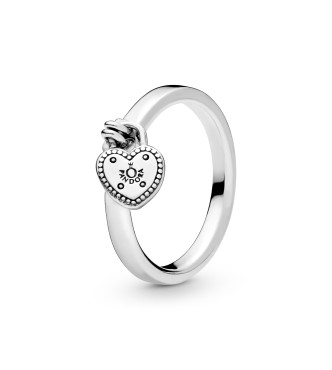 PANDORA Anillo Candado de Corazón en plata de primera ley