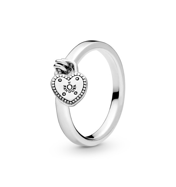 PANDORA Anillo Candado de Corazón en plata de primera ley