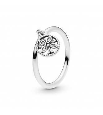PANDORA Tree of life silver ring with clear cubic zirconia