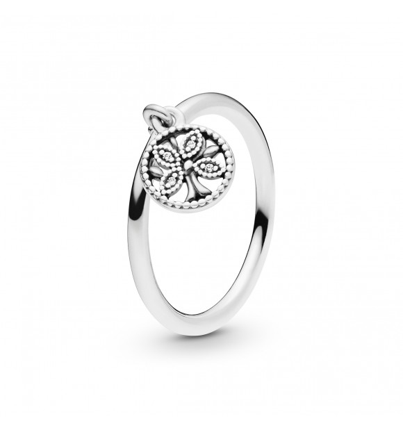 PANDORA Tree of life silver ring with clear cubic zirconia