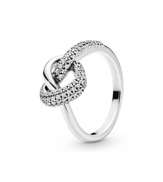 PANDORA Knotted heart silver ring with clear cubic zirconia
