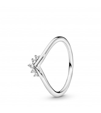 PANDORA Tiara wishbone sterling silver ring with clear cubic zirconia