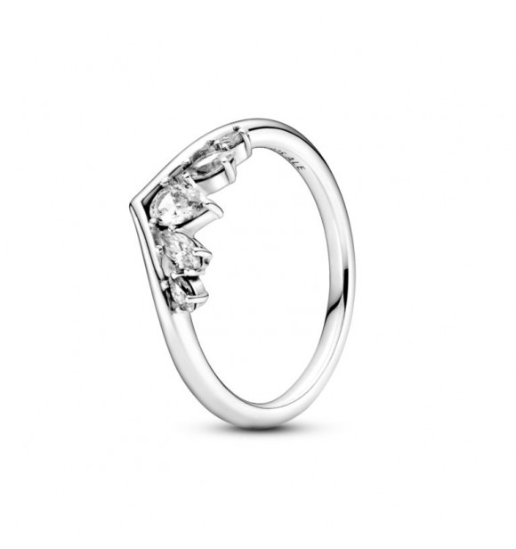 Pandora Ring Stackable 199109C01  Wishbone sterling silver ring with clear cubic zirconia