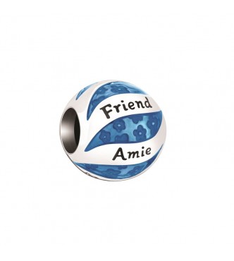 HER WORLD CHARM, FRIEND IN MANY LANGUAGES - Blue Enamel