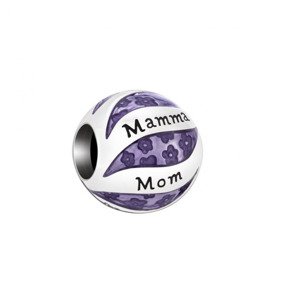 HER WORLD CHARM, MOM IN MANY LANGUAGES - Purple Enamel
