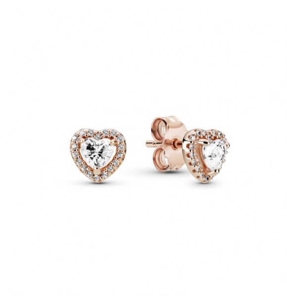 PANDORA Heart Pandora Rose stud earrings with clear cubic zirconia 288427C01