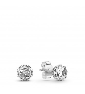 PANDORA Crown sterling silver stud earrings with clear cubic zirconia