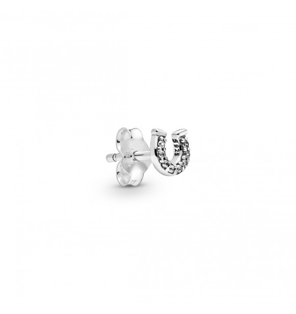 Horseshoe sterling silver stud earring with clear cubic zirconia 298369CZ