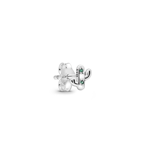 Cactus sterling silver stud earring with royal green crystal 298370NRG