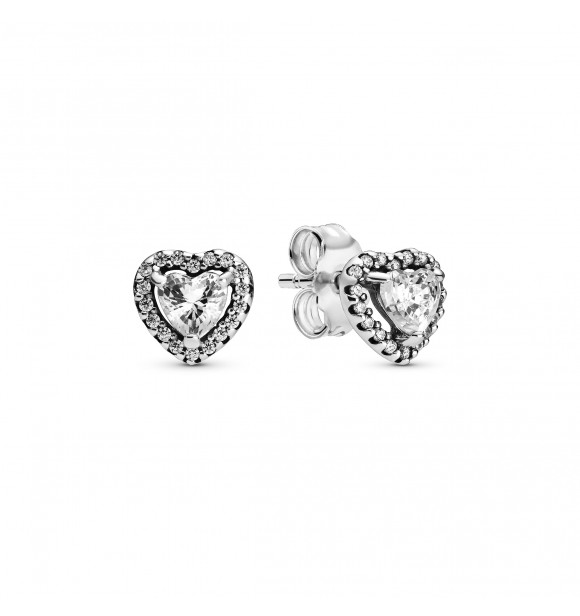 PANDORA PENDIENTE Heart sterling silver stud earrings with clear cubic zirconia