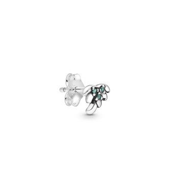 Palm tree sterling silver stud earring with aqua green crystal 298544C01