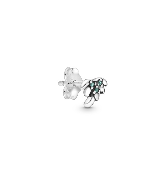 Palm tree sterling silver stud earring with aqua green crystal 298544C01