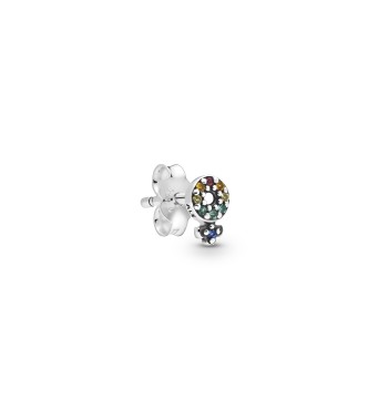 Female symbol sterling silver stud earring with green, blue, orange, yellow crystal and red cubic zirconia 298550C01