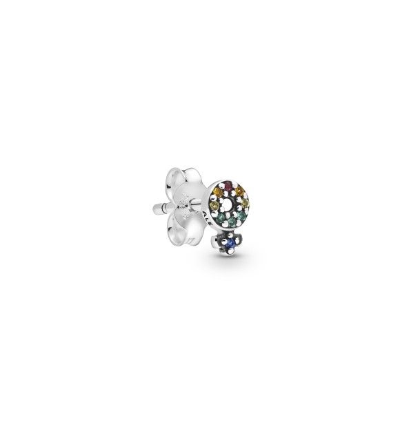 Female symbol sterling silver stud earring with green, blue, orange, yellow crystal and red cubic zirconia 298550C01