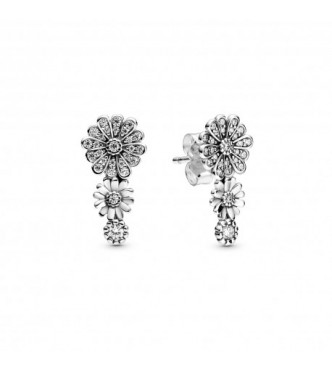 PANDORA Daisy sterling silver stud earrings with clear cubic zirconia