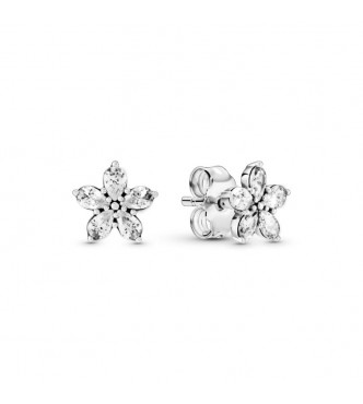 PANDORA Snowflake sterling silver stud earrings with clear cubic zirconia 299239C01