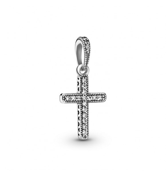 Cross silver pendant with clear cubic zirconia 397571CZ