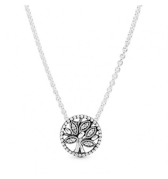 PANDORA Tree of life silver collier with clear cubic zirconia