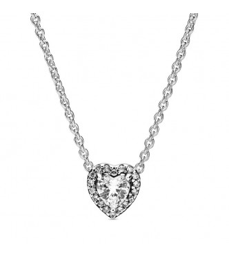 PANDORA COLLAR Heart sterling silver collier with clear cubic zirconia