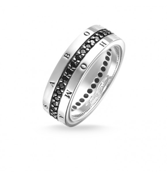 Thomas Sabo Men‘s ring 925 Sterling silver/ zirconia black