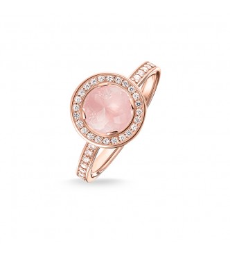 Thomas Sabo ring 925 Sterling silver, gold plated rose gold/ rose quartz/ zirconia pink