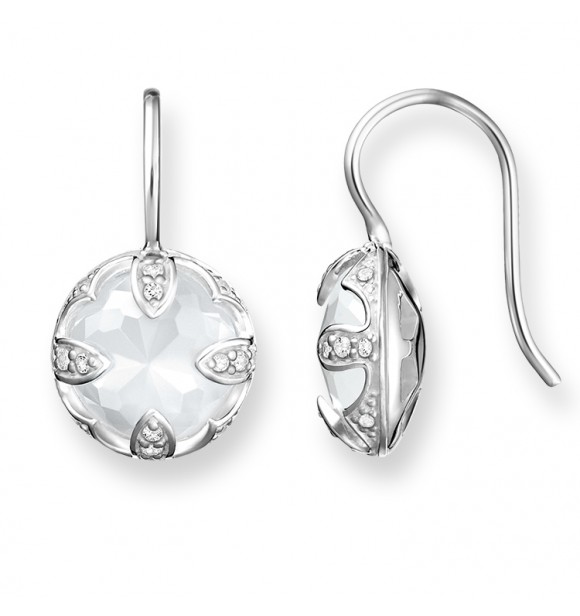 Thomas Sabo earrings 925 Sterling silver/ milky quartz/ zirconia white