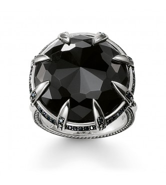 Thomas Sabo ring 925 Sterling silver, blackened/ onyx/ zirconia black