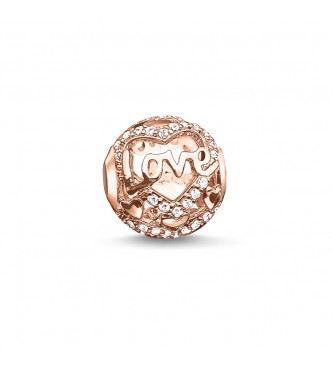 Heart of love rosa plata de ley 925,
 baño de oro rosado/ circonita