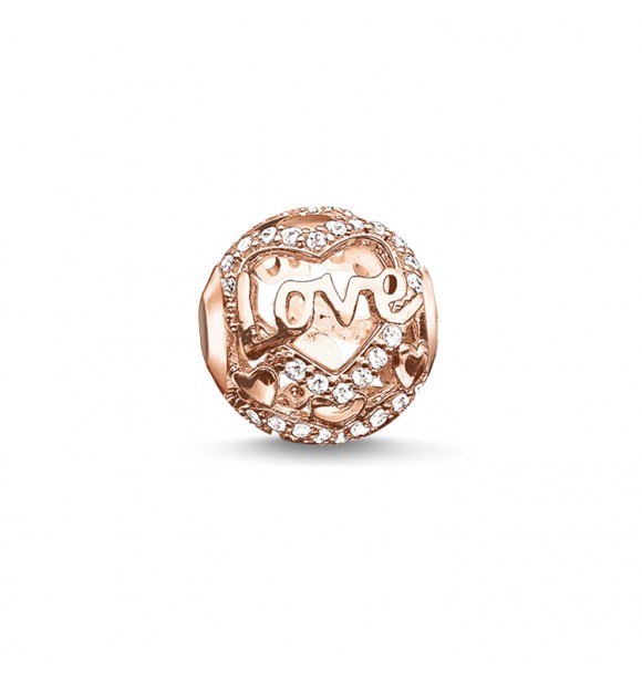 Heart of love rosa plata de ley 925,
 baño de oro rosado/ circonita