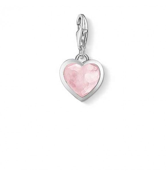 Thomas Sabo Charm pendant pink heart 925 Sterling silver/ rose quartz pink